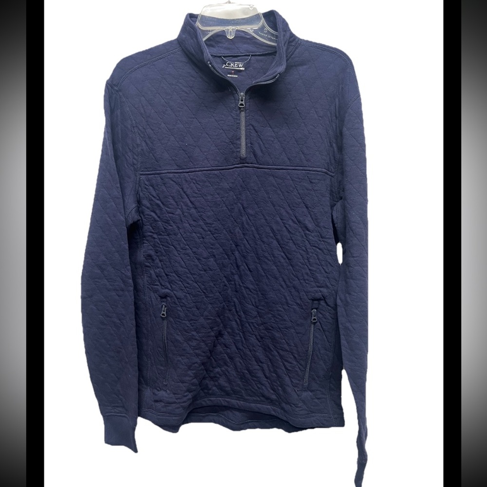 J. Crew Quilted Quarter Zip Navy Pullover BS321